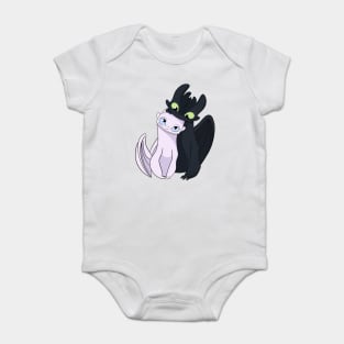 Couple dragons, toothless and light fury in love, fanart how to train your dragon Baby Bodysuit